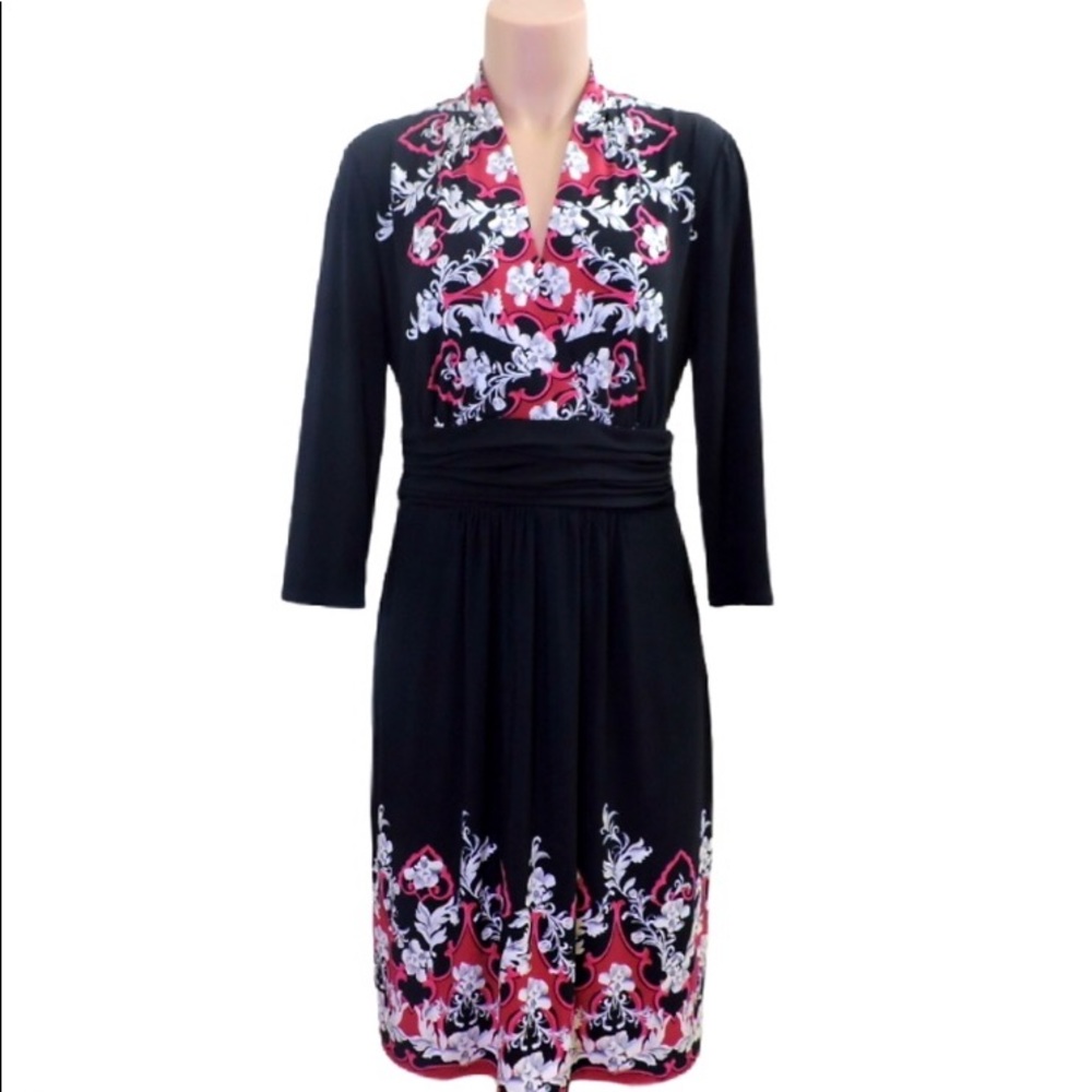 White house black market wrap midi floral dress M